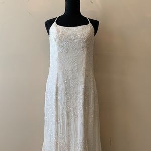 Silk Beaded Evening Dress